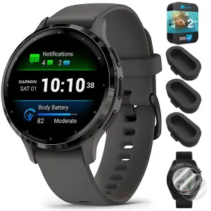 Garmin Venu 3S GPS Smartwatch Steel with Gray Case 41mm   2 Year Warranty Bundle