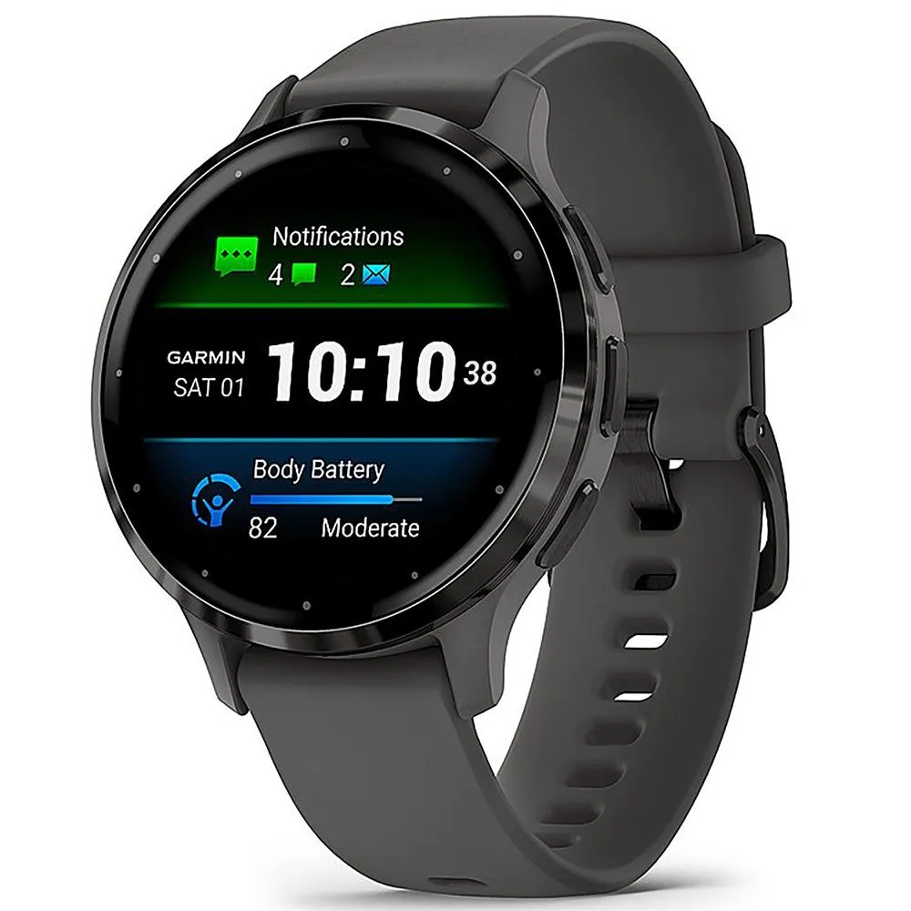 Garmin Venu 3S GPS Smartwatch Steel with Gray Case 41mm   2 Year Warranty Bundle