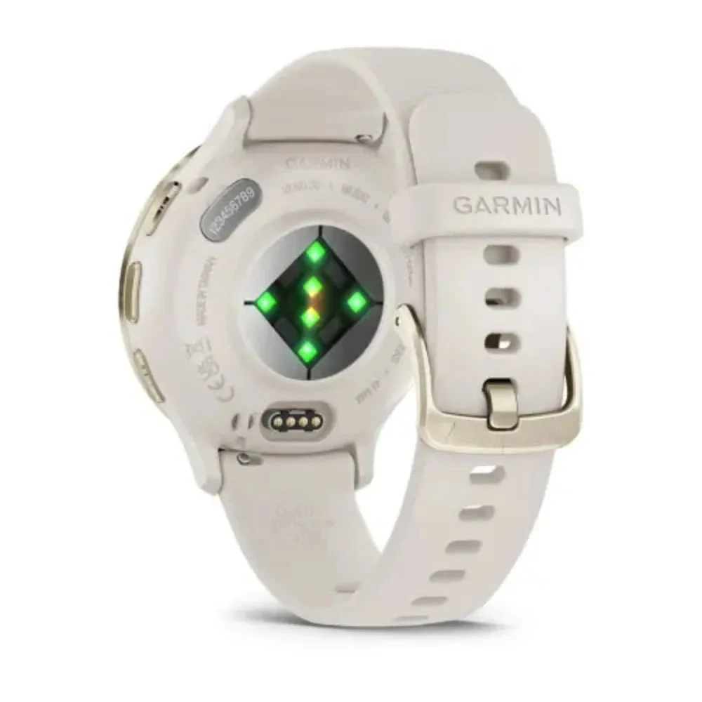 Garmin Venu 3S Health & Fitness GPS Smartwatch  - Soft Gold Stainless Steel Bezel with Ivory Case