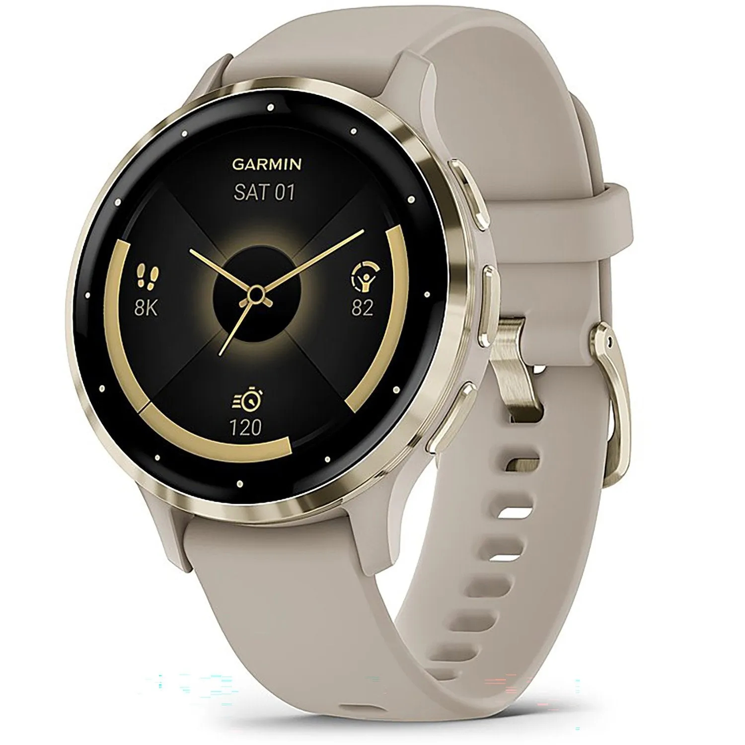 Garmin Venu 3S Health Fitness GPS Smartwatch Gold Steel Bezel w/French Gray Case (41mm)