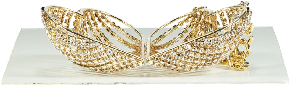 GCDS Metallic Diamante Heart Cage Bag