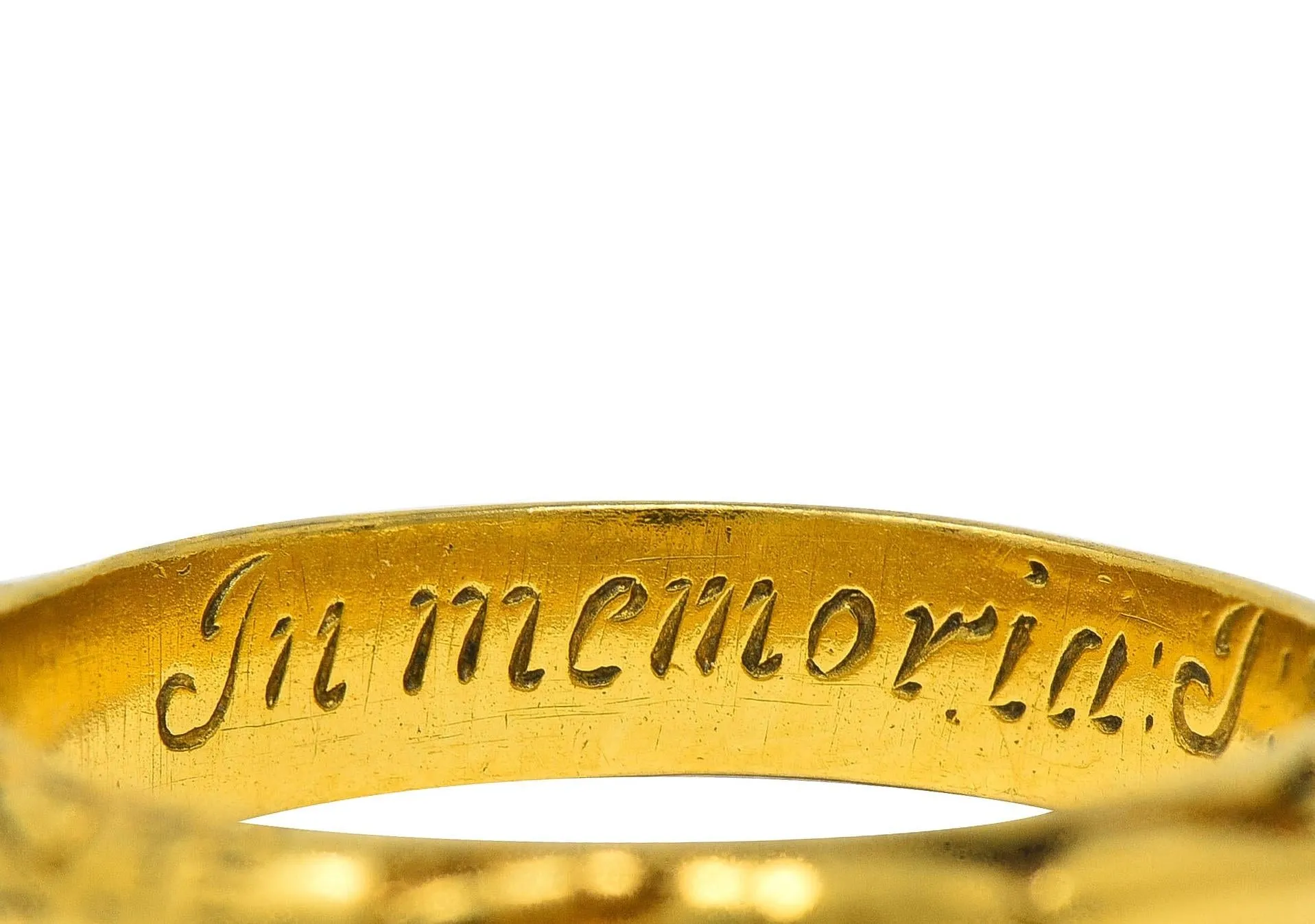 Georgian 1721 Ruby 18 Karat Yellow Gold Antique Memento Mori Mourning Unisex Band Ring