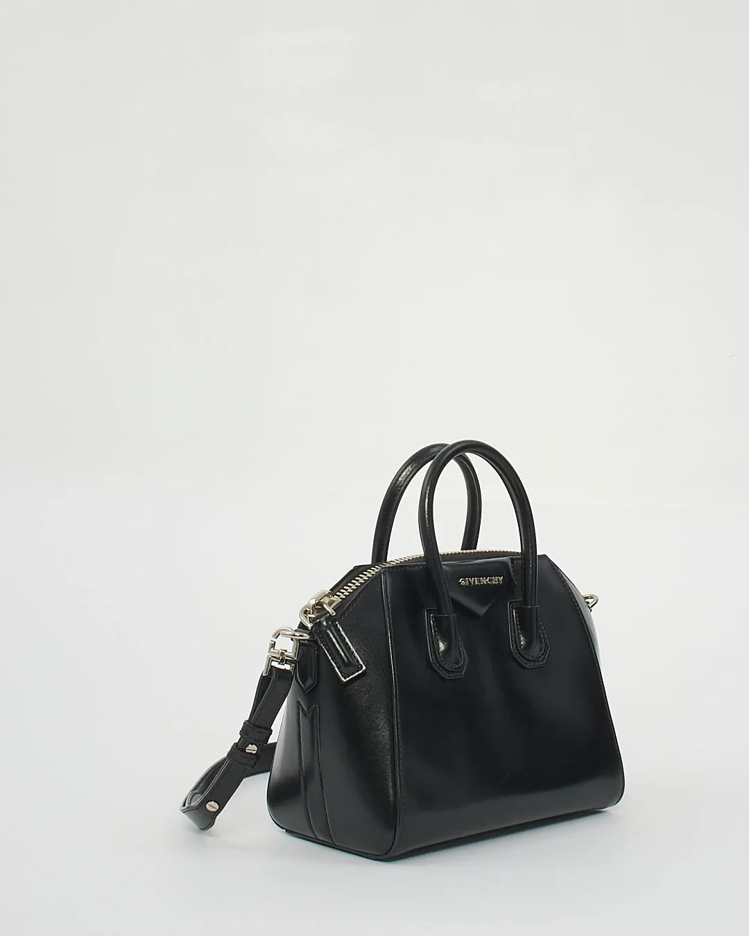 Givenchy Black Glazed Leather Mini Antigona Bag