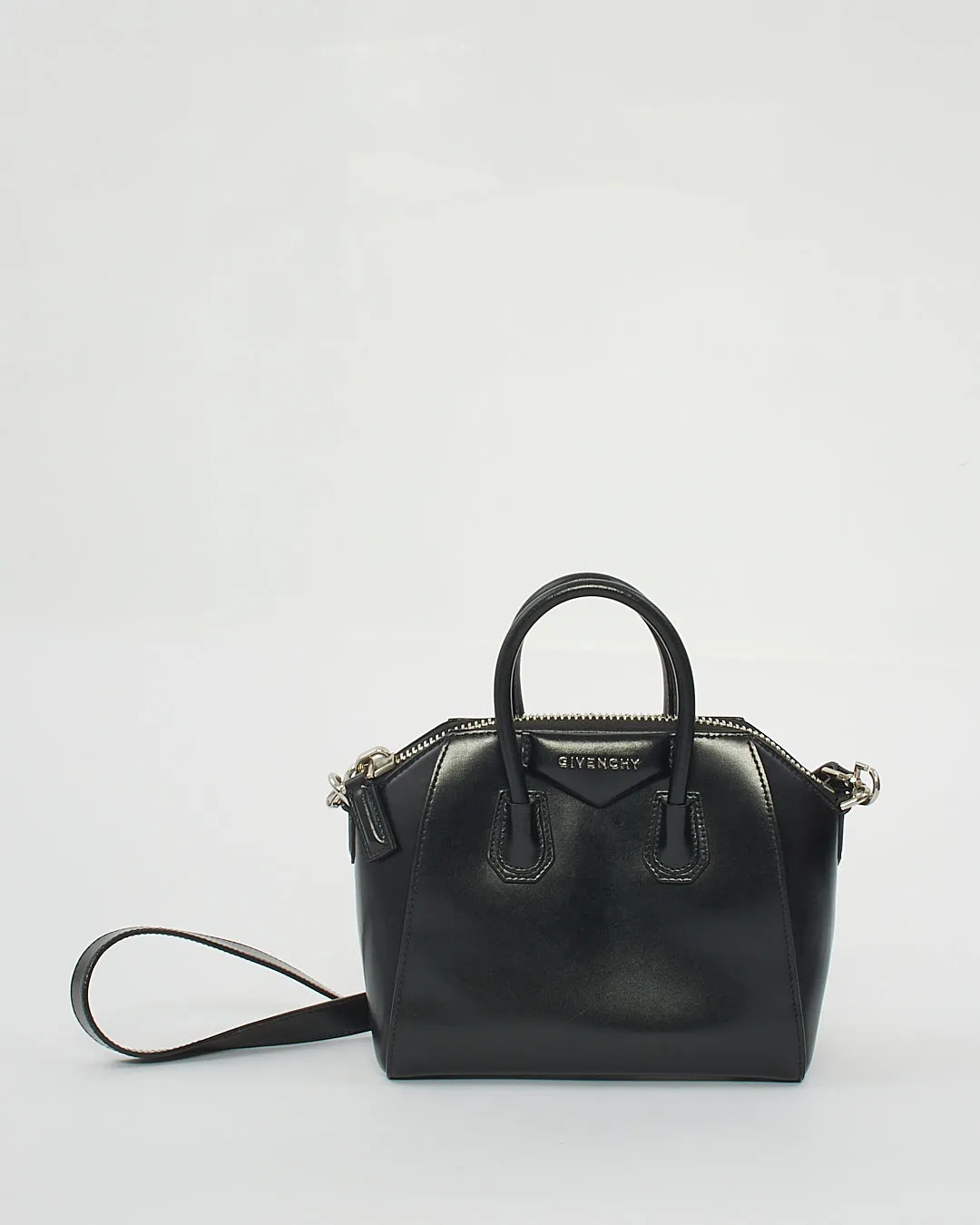 Givenchy Black Glazed Leather Mini Antigona Bag