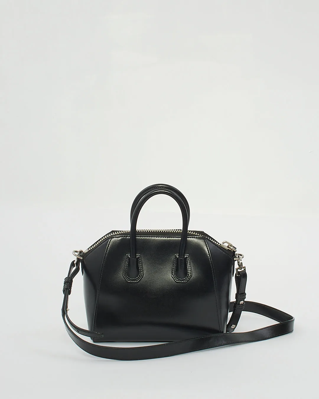 Givenchy Black Glazed Leather Mini Antigona Bag