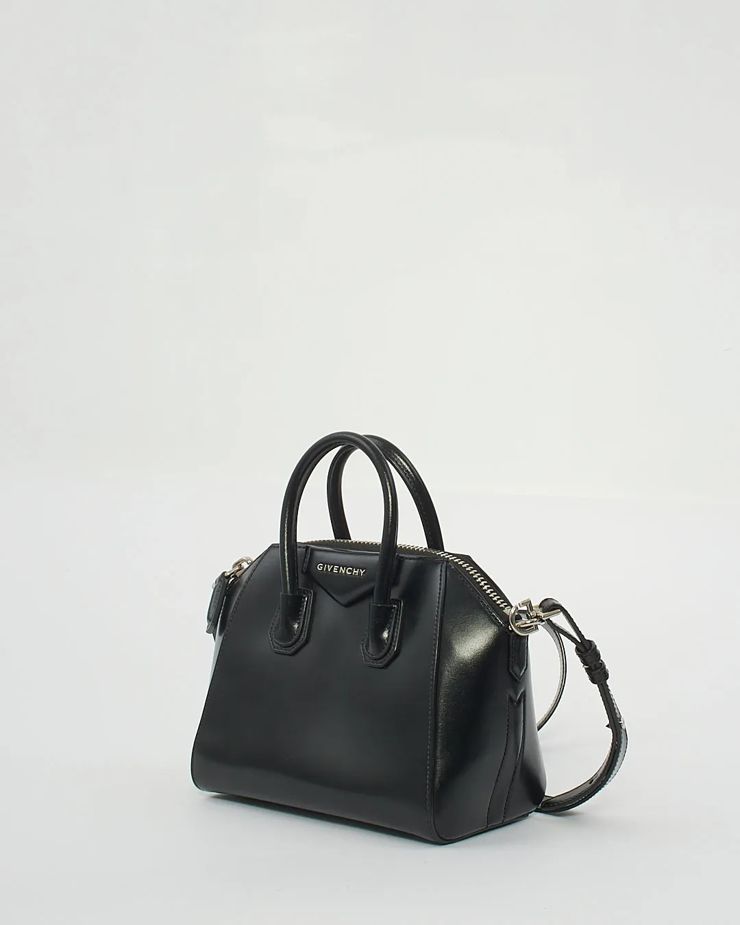 Givenchy Black Glazed Leather Mini Antigona Bag
