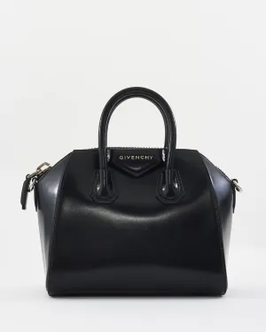Givenchy Black Glazed Leather Mini Antigona Bag