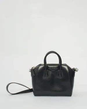 Givenchy Black Glazed Leather Mini Antigona Bag