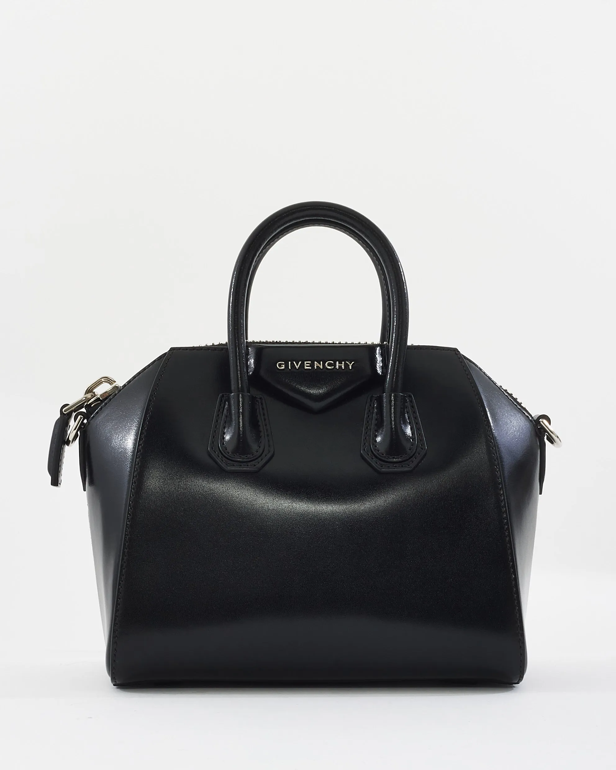Givenchy Black Glazed Leather Mini Antigona Bag