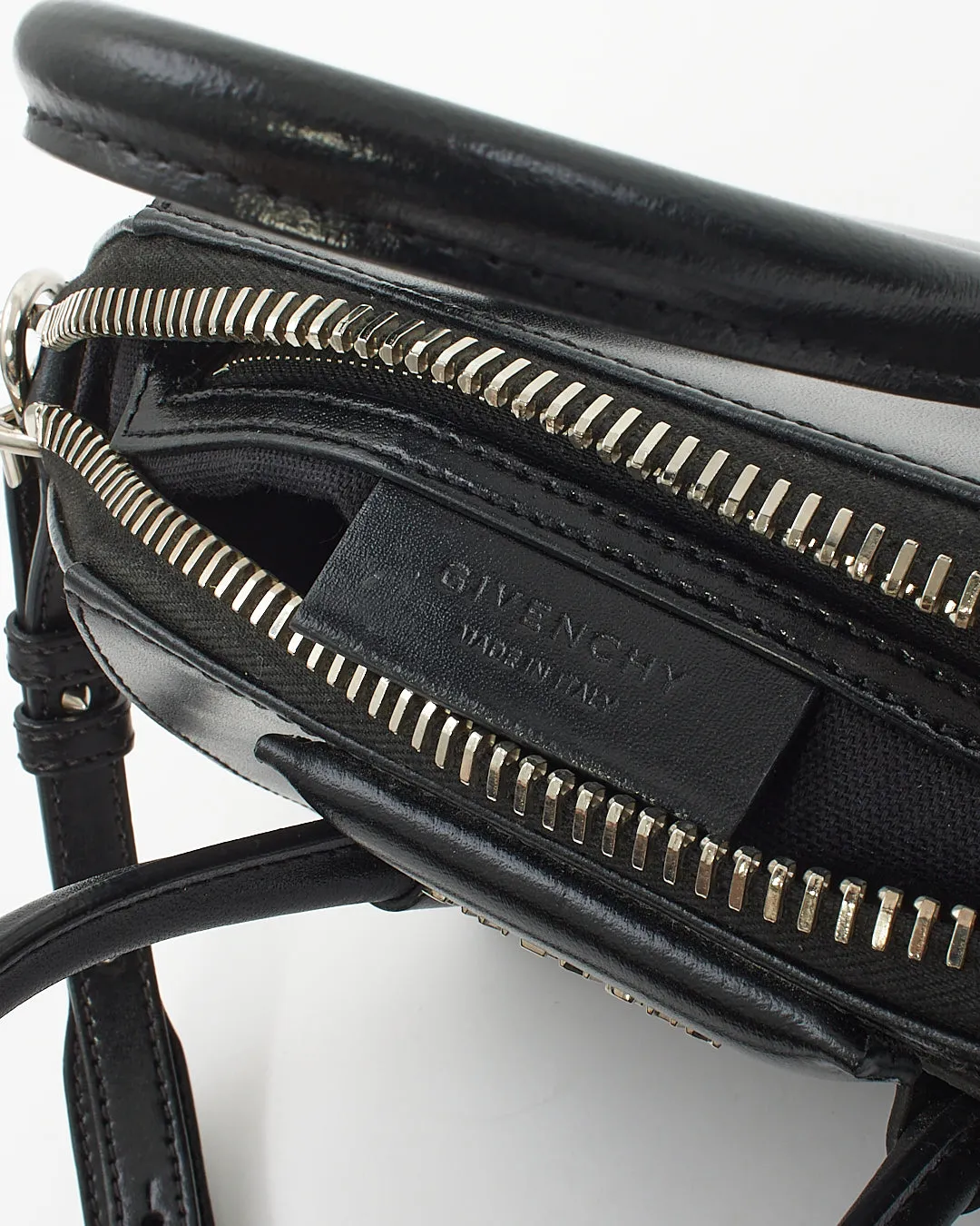 Givenchy Black Glazed Leather Mini Antigona Bag
