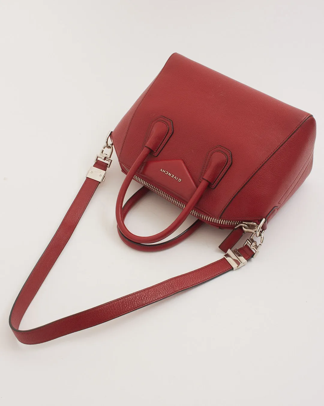 Givenchy Red Pebbled Leather Medium Antigona Bag