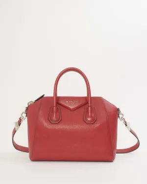 Givenchy Red Pebbled Leather Medium Antigona Bag