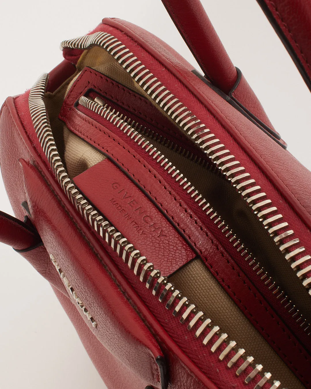 Givenchy Red Pebbled Leather Medium Antigona Bag