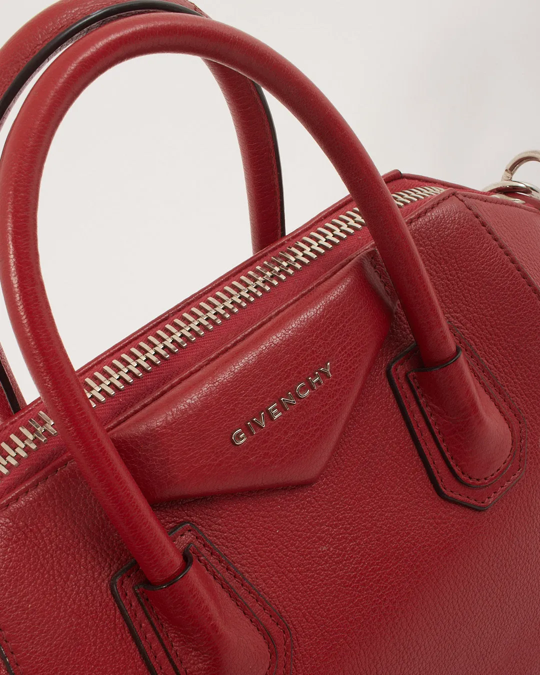 Givenchy Red Pebbled Leather Medium Antigona Bag