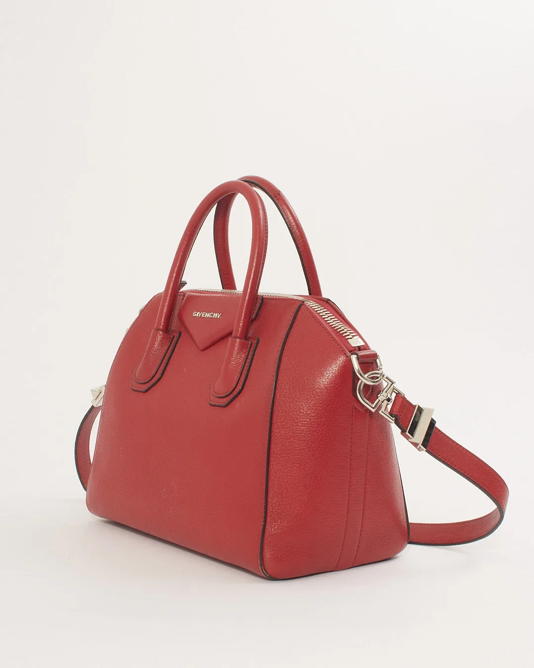 Givenchy Red Pebbled Leather Medium Antigona Bag