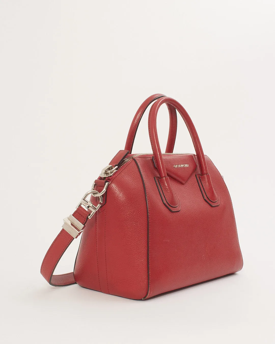 Givenchy Red Pebbled Leather Medium Antigona Bag