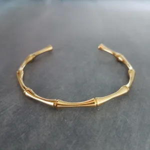 Gold Cuff Bracelet, bamboo cuff, gold bangle, bamboo bracelet, vine bracelet, gold bamboo cuff, stacking bracelet, simple plain bangle, thin