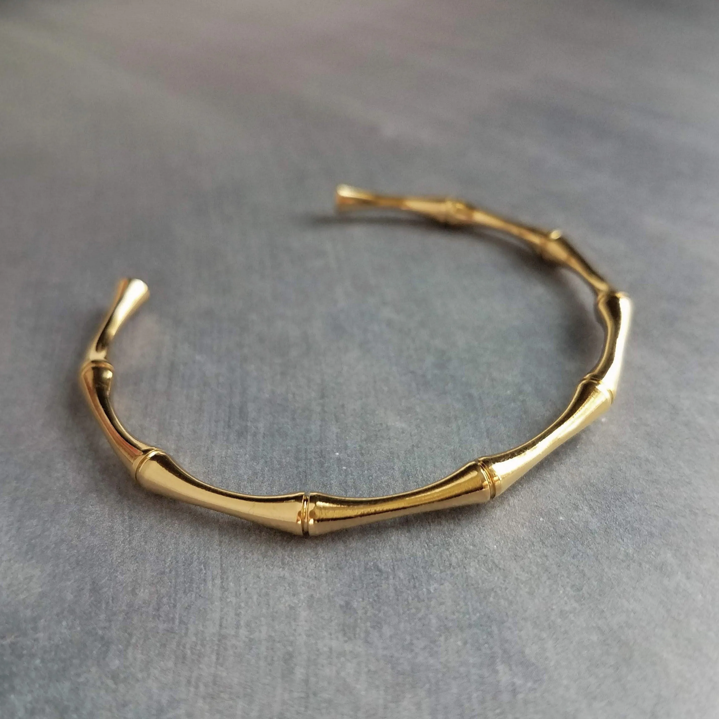 Gold Cuff Bracelet, bamboo cuff, gold bangle, bamboo bracelet, vine bracelet, gold bamboo cuff, stacking bracelet, simple plain bangle, thin