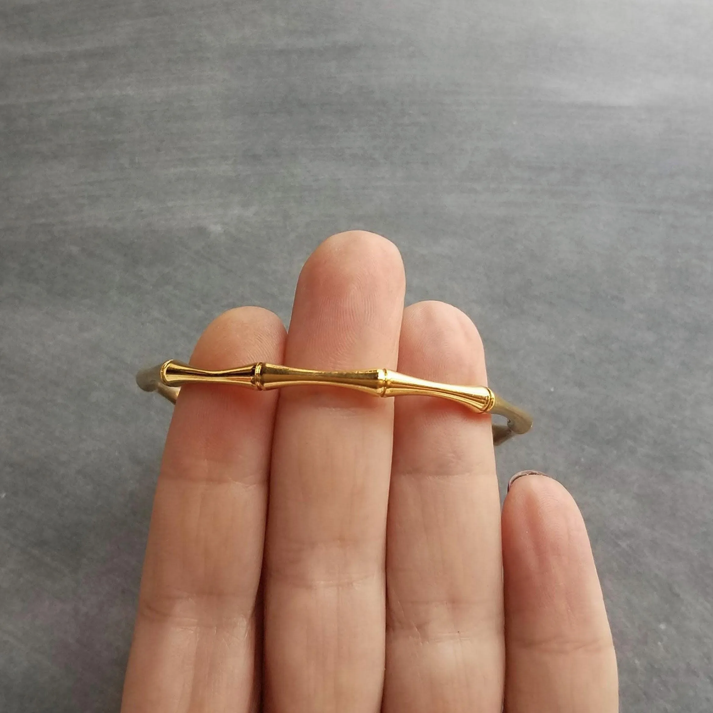 Gold Cuff Bracelet, bamboo cuff, gold bangle, bamboo bracelet, vine bracelet, gold bamboo cuff, stacking bracelet, simple plain bangle, thin