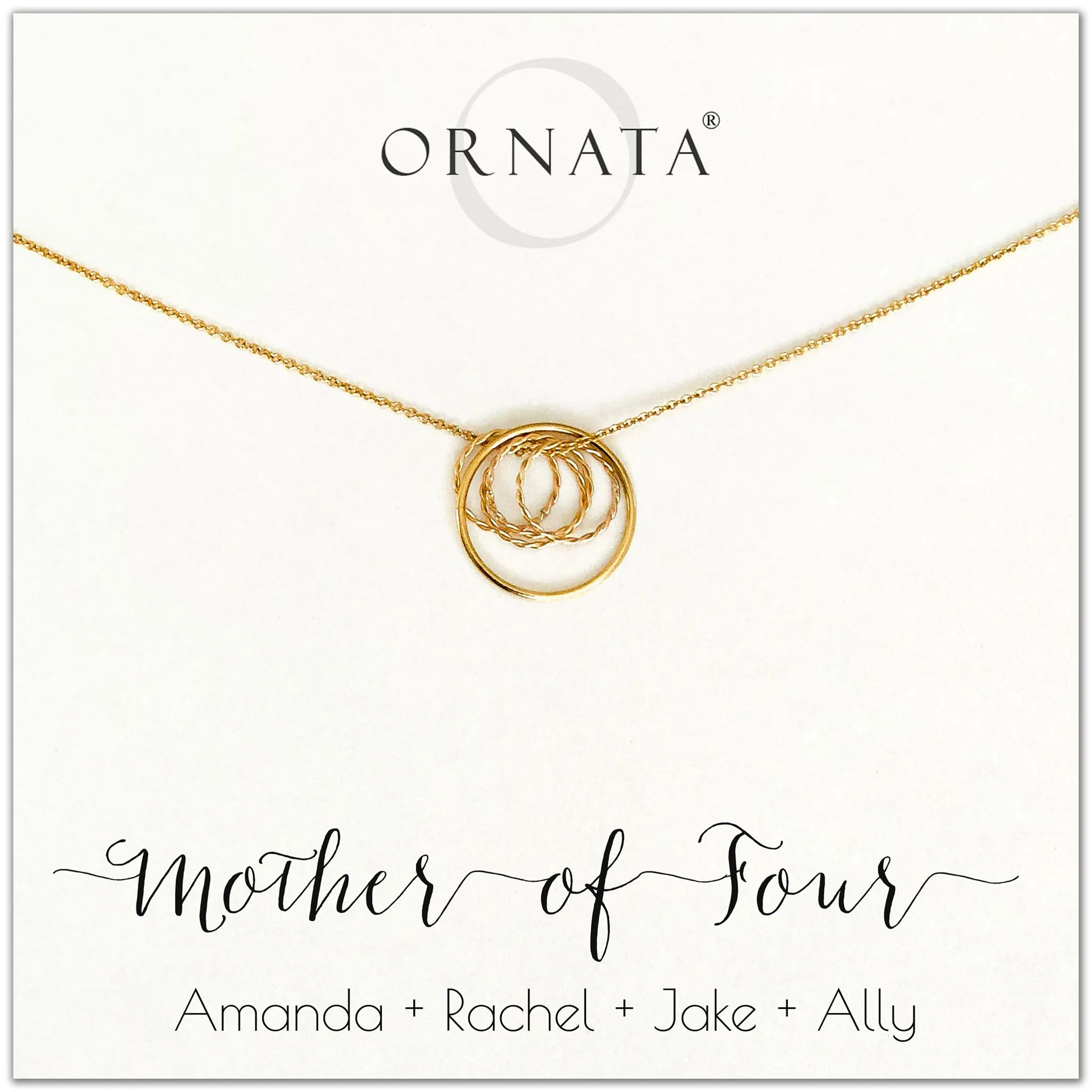 Gold Filled “Mother of Four” Necklace | One Adult & Four Children