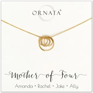 Gold Filled “Mother of Four” Necklace | One Adult & Four Children