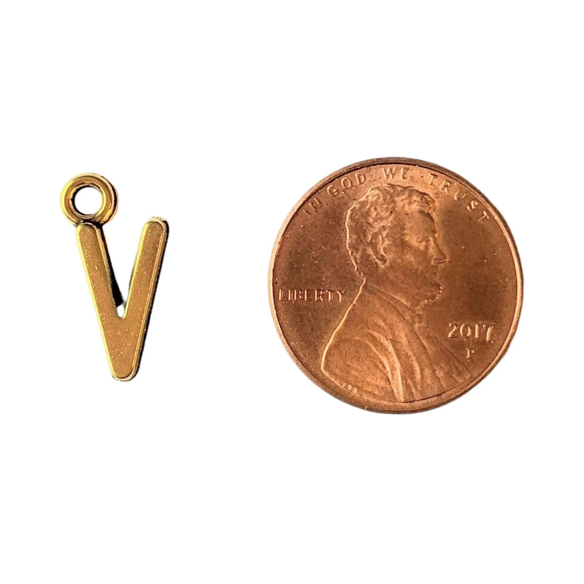 Gold Initial Charm - Letter V