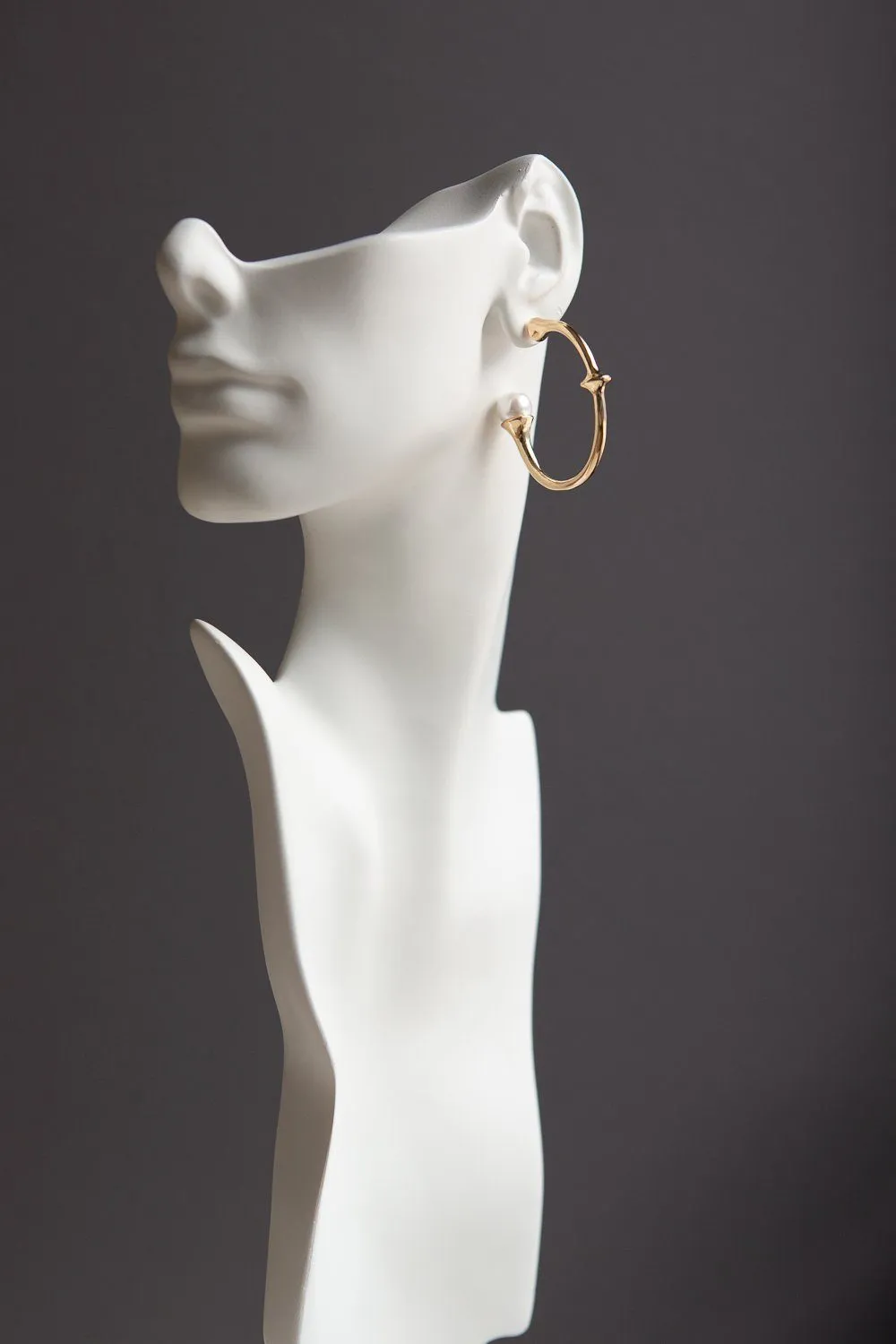 Gold Open Hoop with Pearl Accent