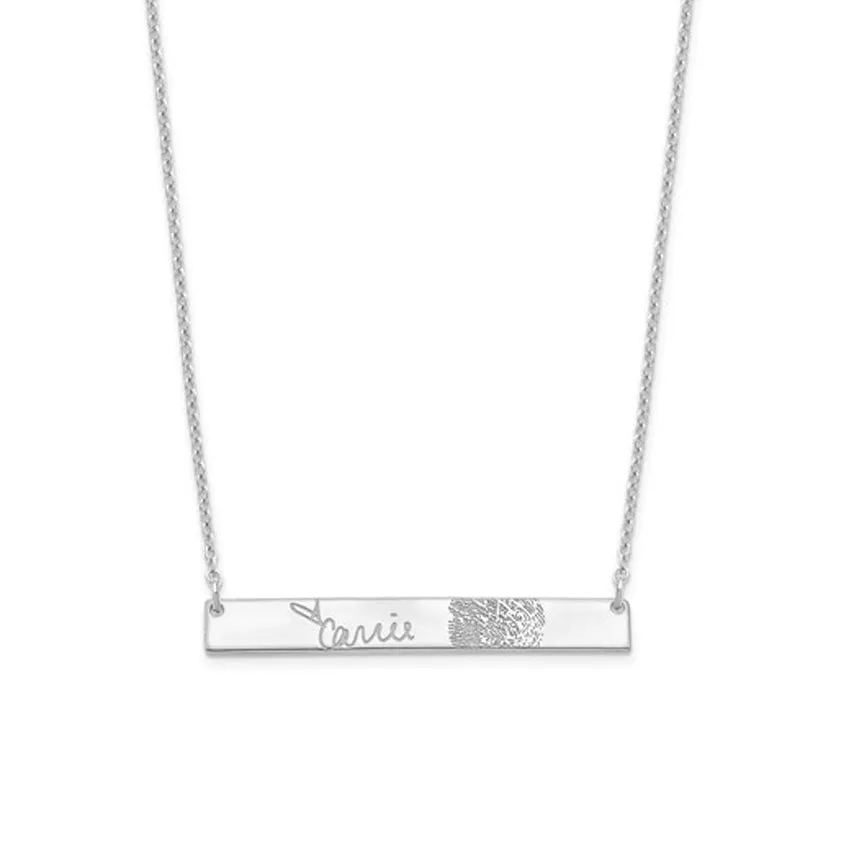 Gold Plated Signature and Fingerprint Necklace