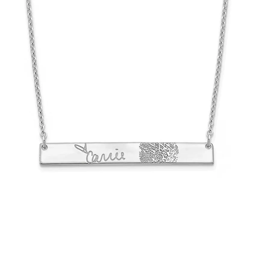 Gold Plated Signature and Fingerprint Necklace
