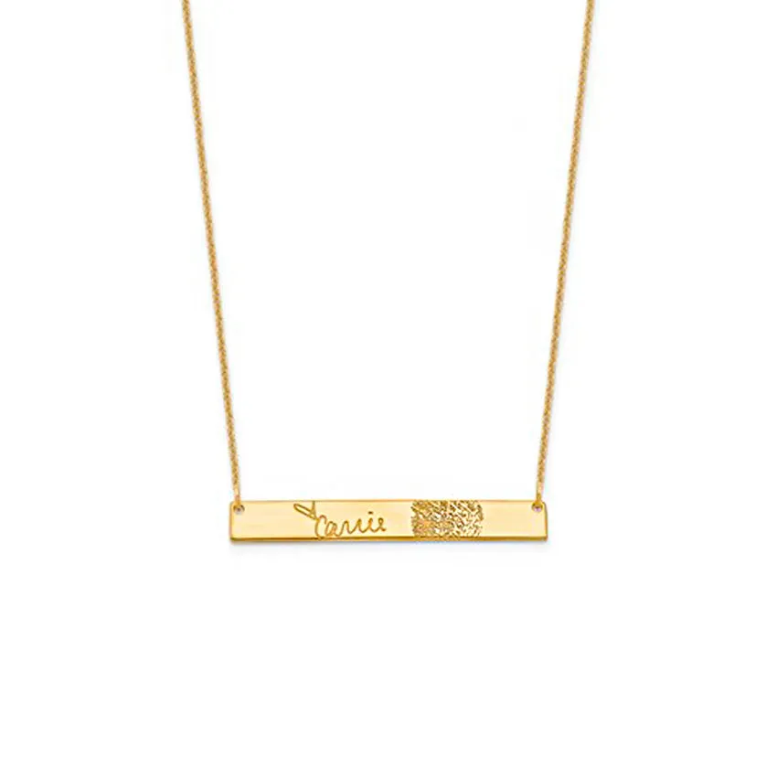 Gold Plated Signature and Fingerprint Necklace
