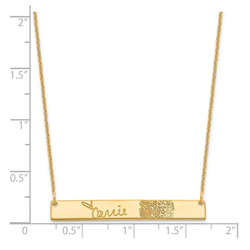 Gold Plated Signature and Fingerprint Necklace