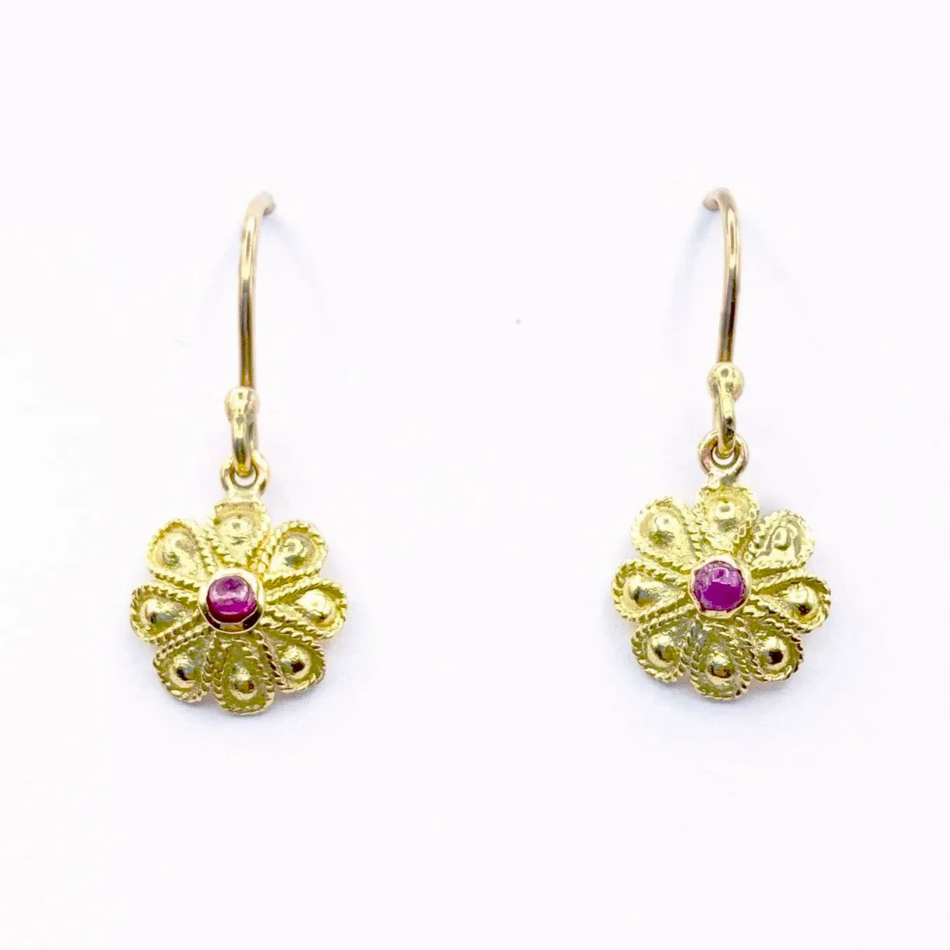 Golden Flowers with Ruby Centers