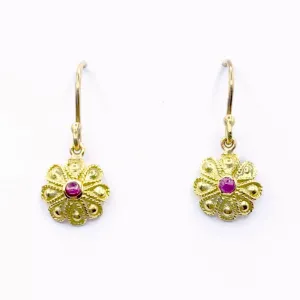 Golden Flowers with Ruby Centers