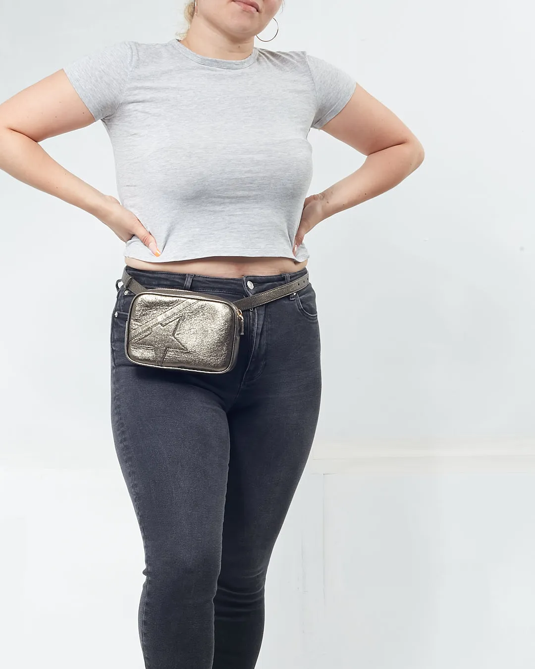 Golden Goose Metallic Leather Belt Bag