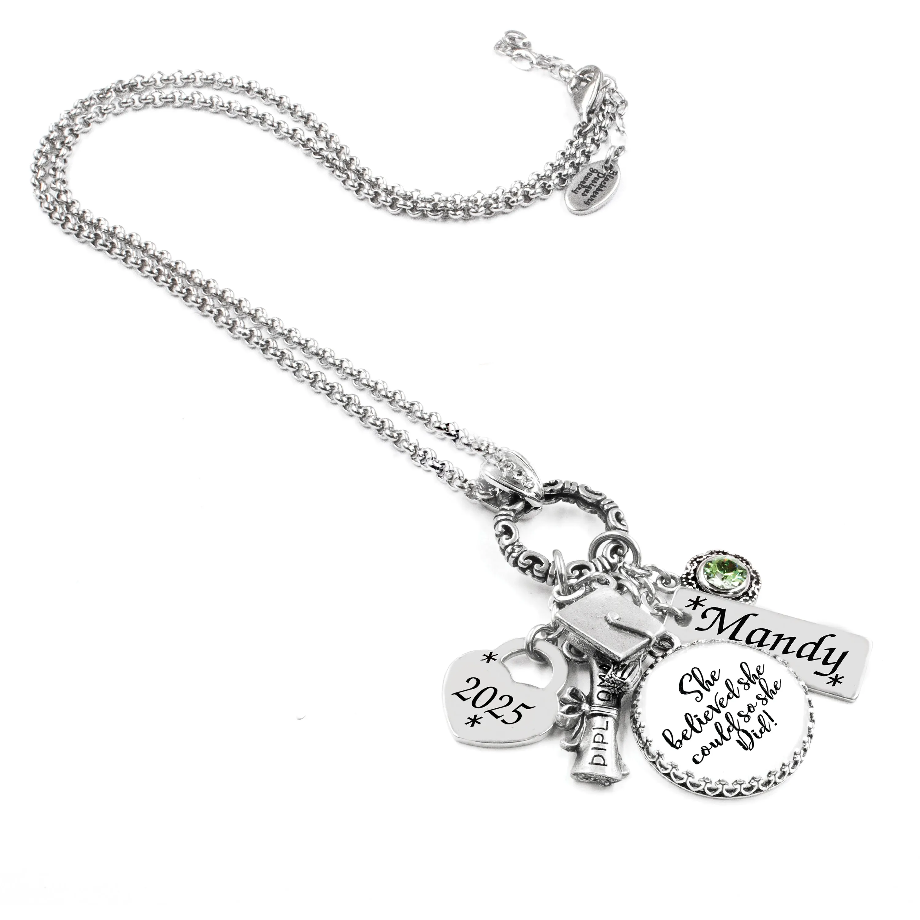 Graduation Quote Necklace with Engraved Name