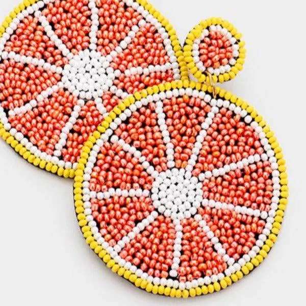 Grapefruit Seed Bead Earrings