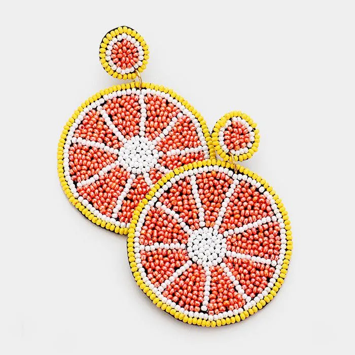 Grapefruit Seed Bead Earrings