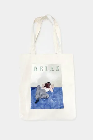 Graphic Print Canvas Tote Bag