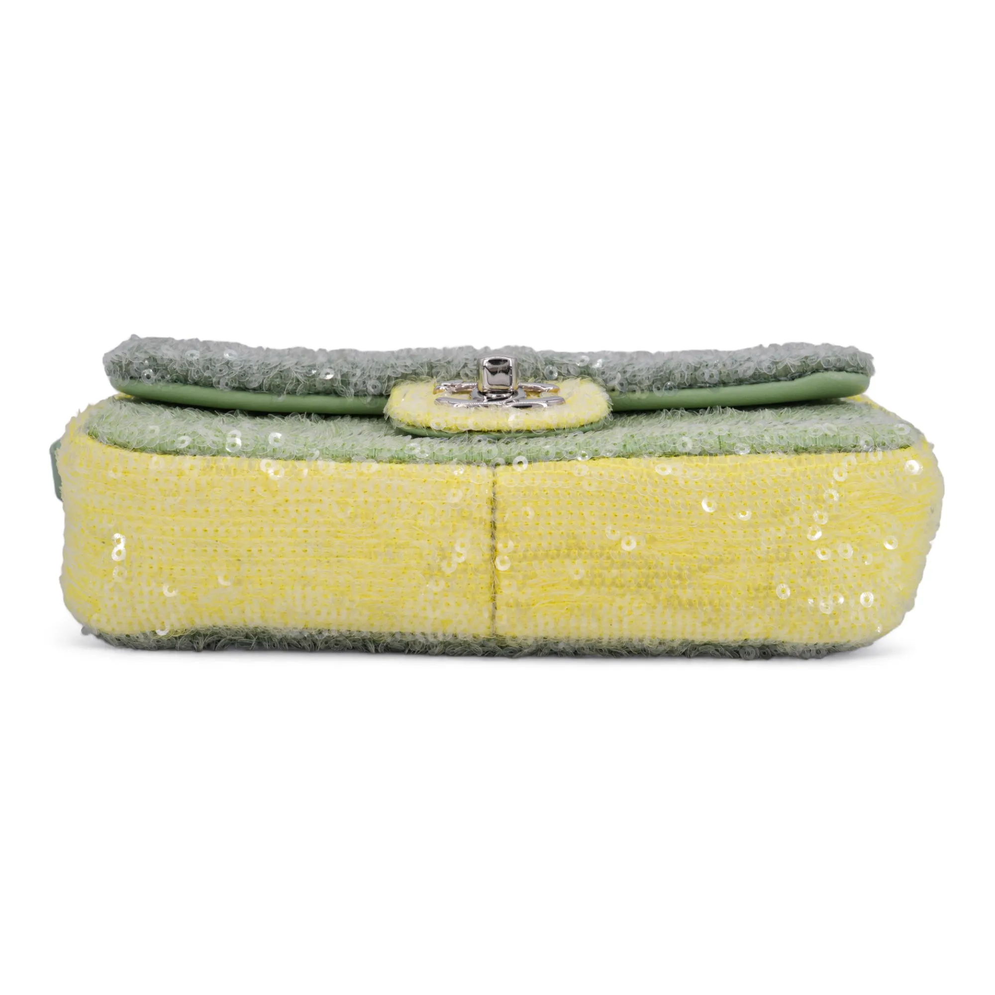 Green and Yellow Sequin Waterfall Small Flap Bag