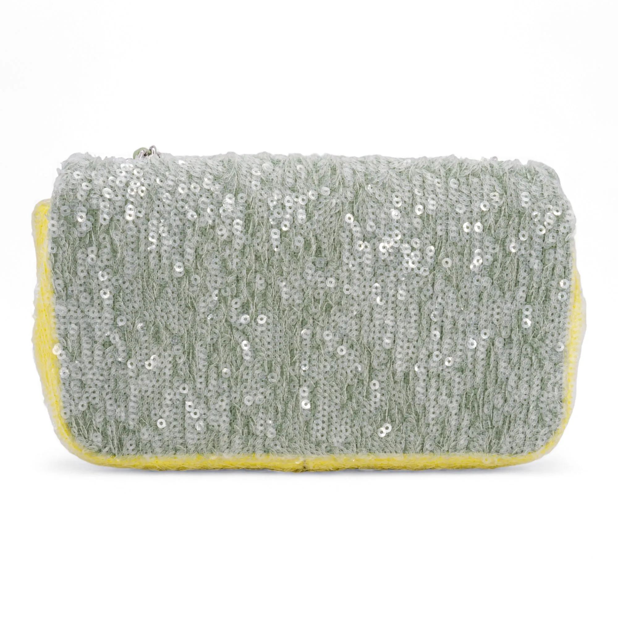 Green and Yellow Sequin Waterfall Small Flap Bag
