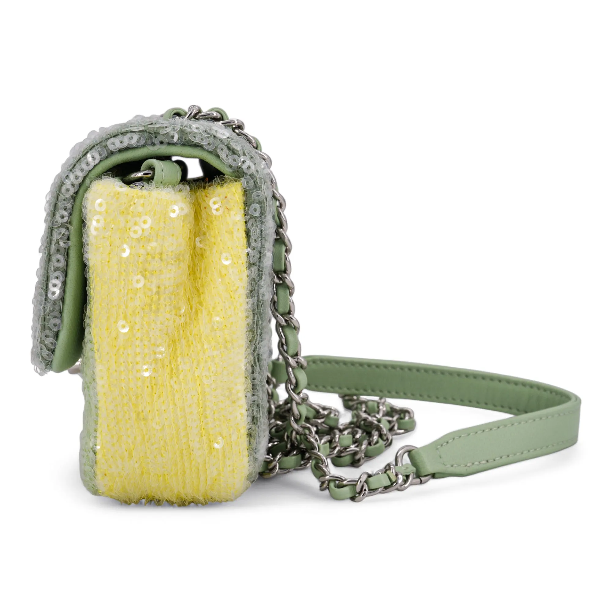 Green and Yellow Sequin Waterfall Small Flap Bag