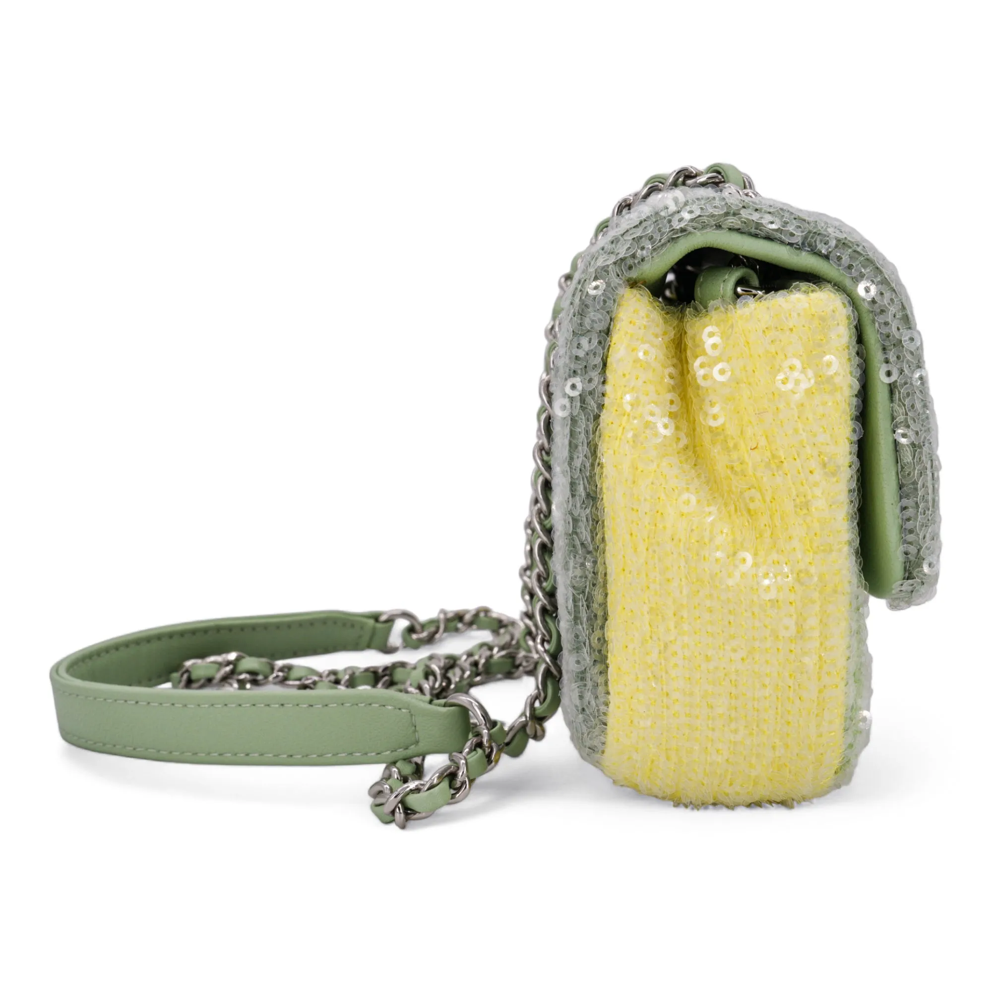 Green and Yellow Sequin Waterfall Small Flap Bag