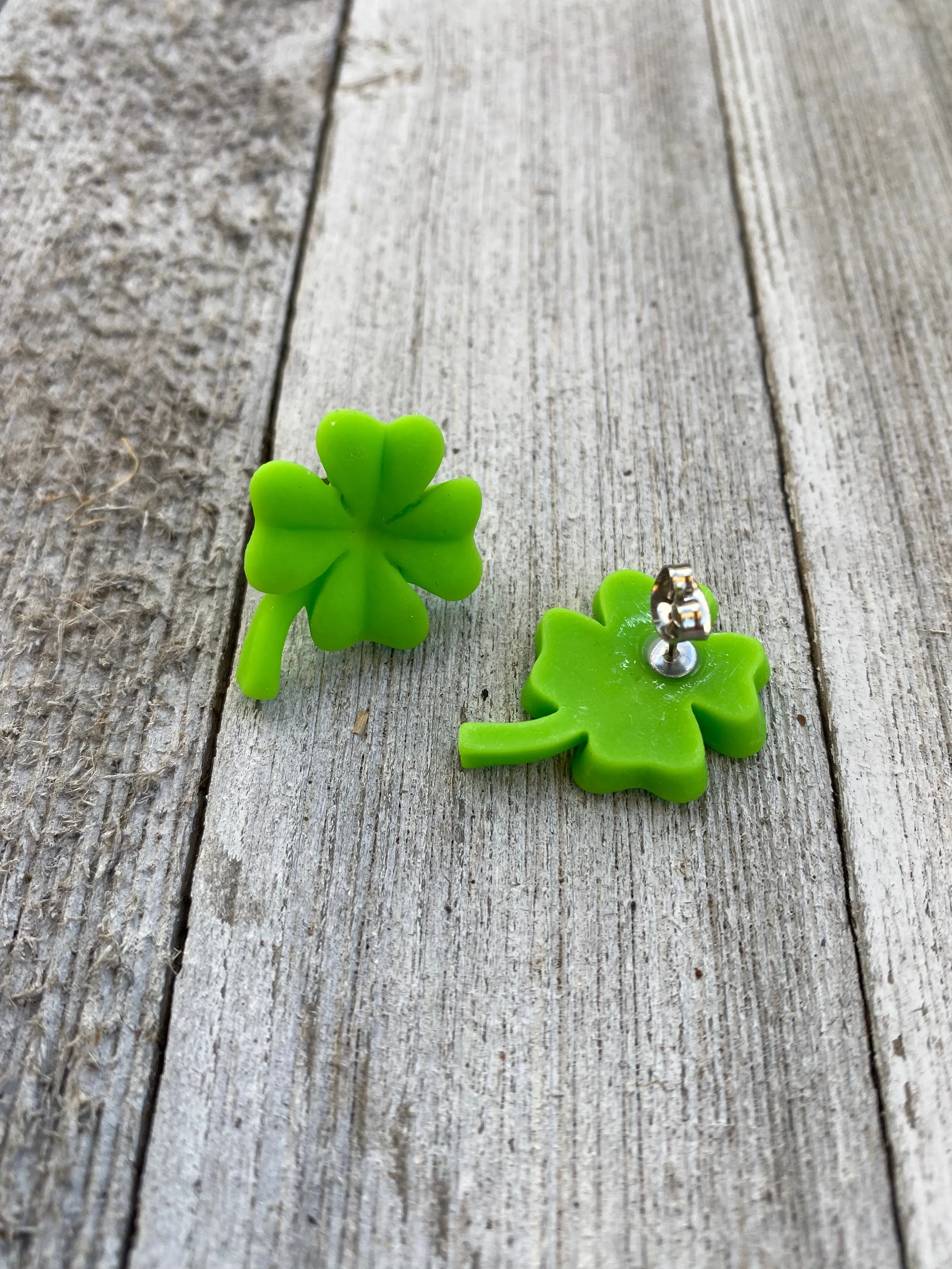 Green Four Leaf Glover St Patrick's Day Stud Earrings Gift