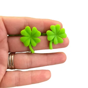 Green Four Leaf Glover St Patrick's Day Stud Earrings Gift
