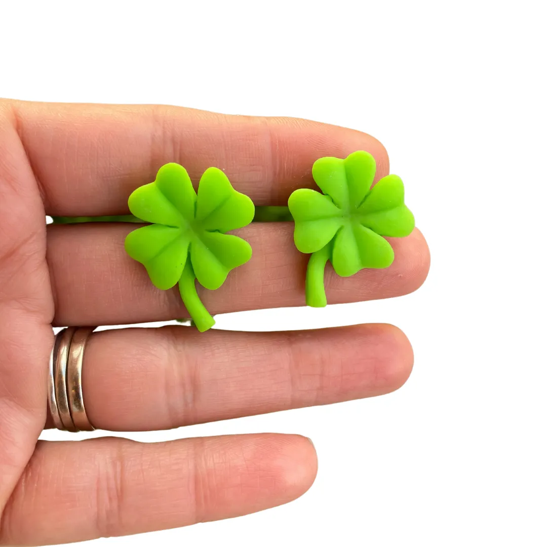 Green Four Leaf Glover St Patrick's Day Stud Earrings Gift