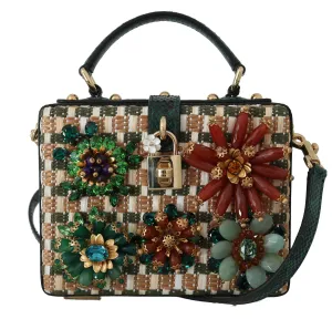 Green Python Crystal Raffia Leather BOX HandBag