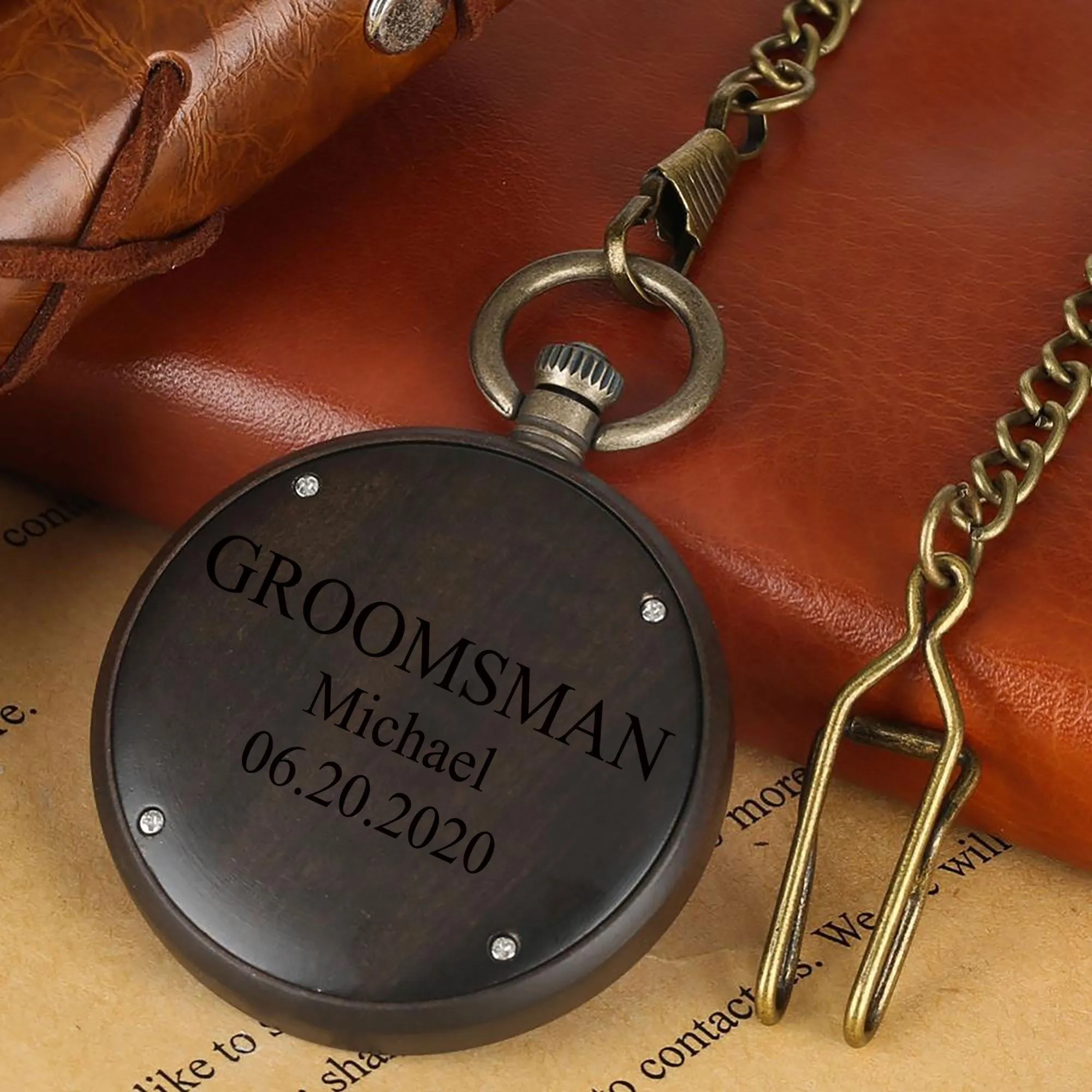 Groomsmen Set of 12 Wooden Pocket Watch | Valor