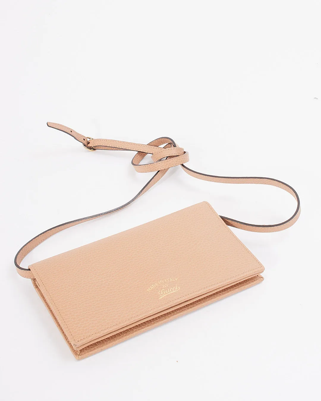 Gucci Beige Leather Swing Wallet On Chain