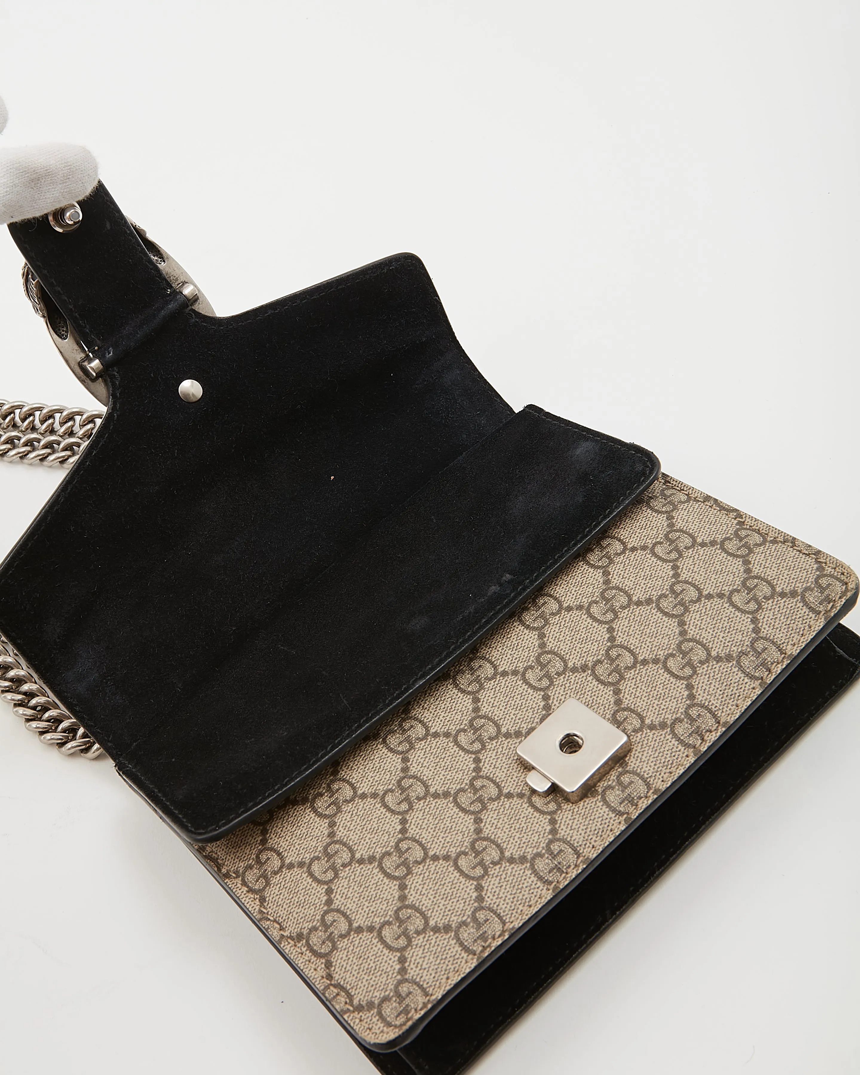 Gucci Beige/Black GG Supreme Mini Dionysus Chain Bag