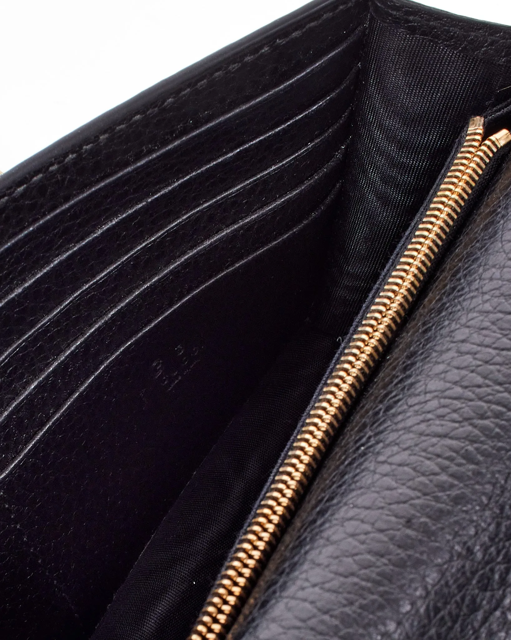 Gucci Black Leather Betty Wallet on Chain